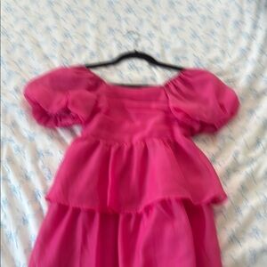 Vibrant Pink Puff Sleeve Dress